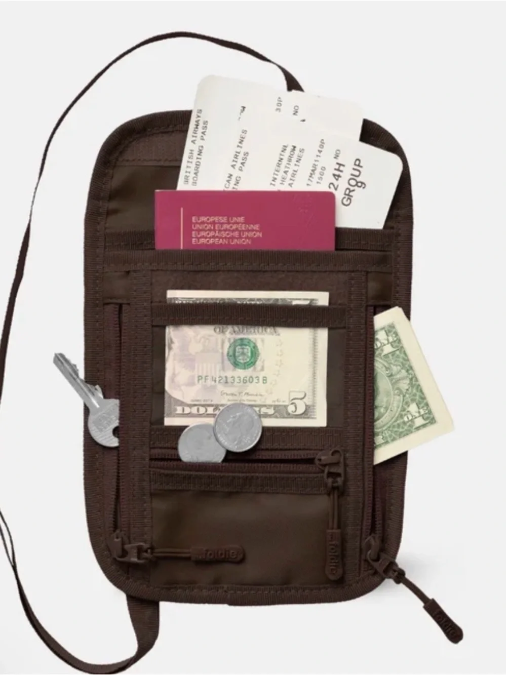 FOLDIE TRAVEL DOCUMENT HOLDER BROWN